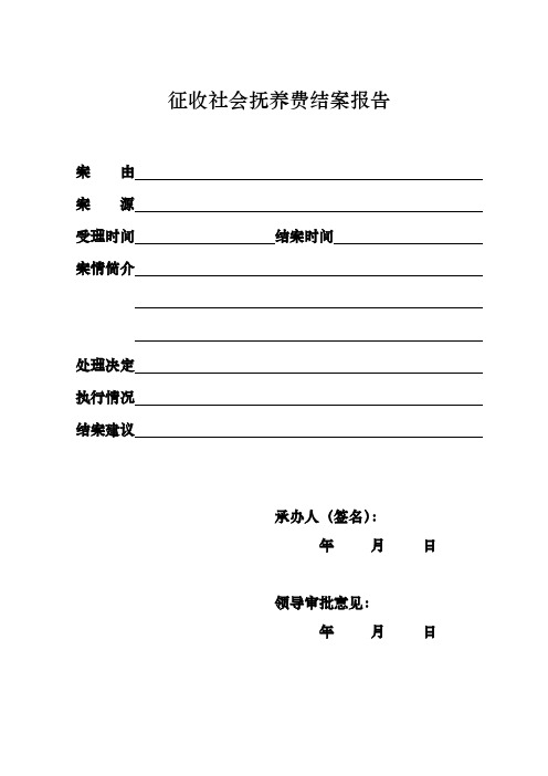 征收社会抚养费结案报告