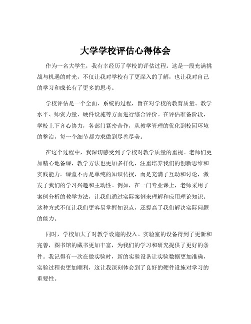 大学学校评估心得体会