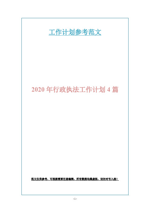 2020年行政执法工作计划4篇