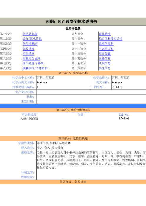 丙酮MSDS