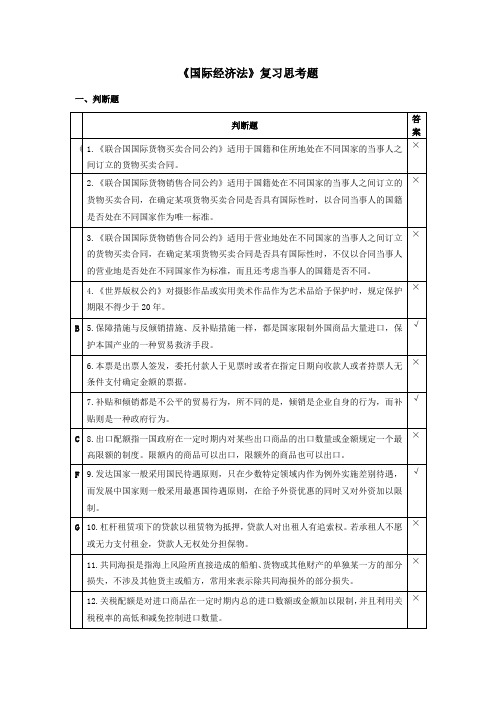 国际经济法复习思考题