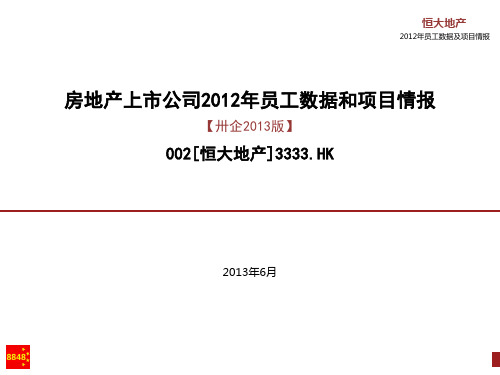 恒大地产2012年员工数据及项目情报_房地产标杆企业研究_