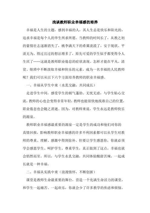 教师职业幸福感培养