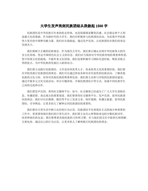 大学生发声亮剑民族团结从我做起1500字