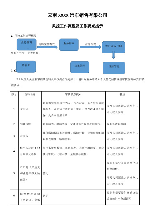 风控工作流程及工作要点