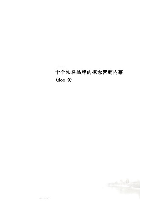 十个知名品牌的概念营销内幕(doc 9)