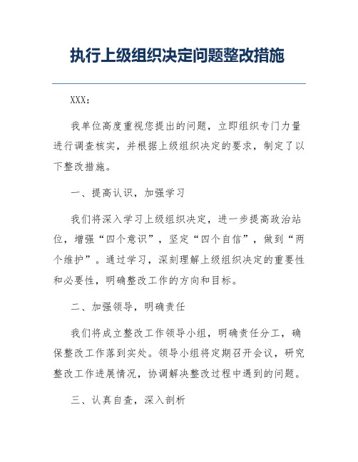 执行上级组织决定问题整改措施