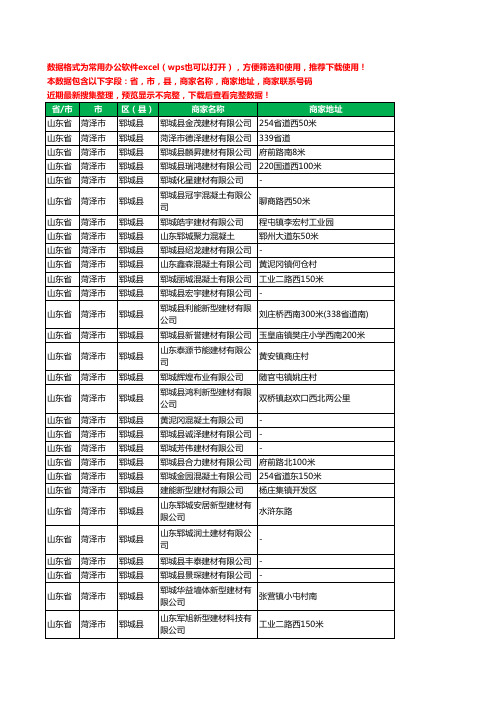 2020新版山东省菏泽市郓城县建材有限公司工商企业公司商家名录名单黄页联系电话号码地址大全40家