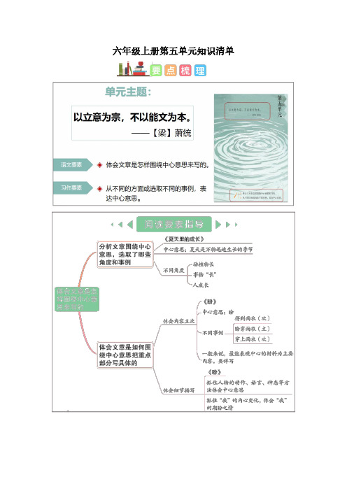 六年级语文上第五单元(知识清单)-(统编版)