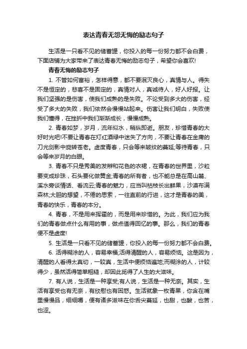 表达青春无怨无悔的励志句子