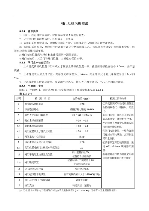 闸门及拦污栅安装