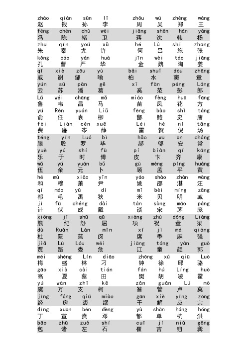 百家姓注音版全文