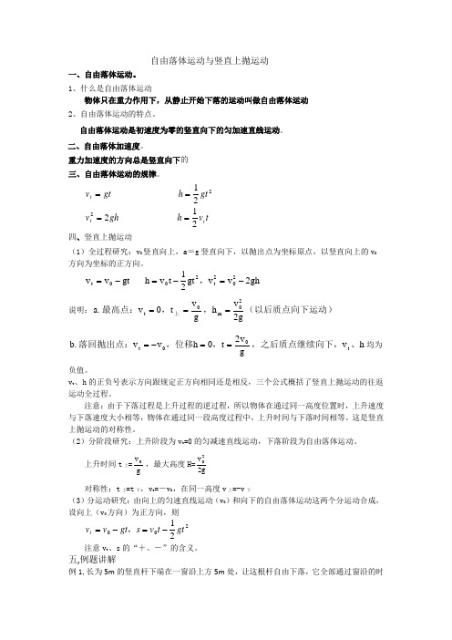 自由落体运动与竖直上抛专题