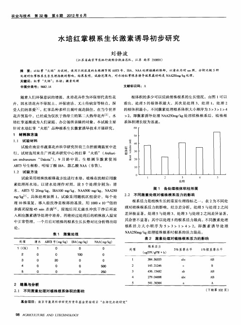 水培红掌根系生长激素诱导初步研究