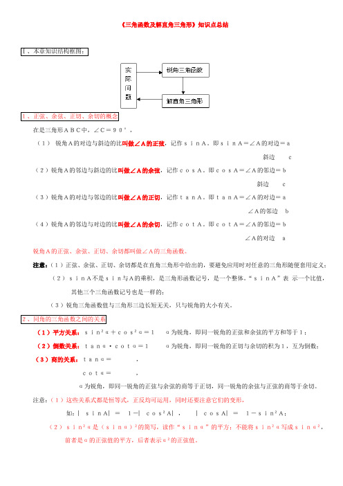 《解直角三角形》知识点总结