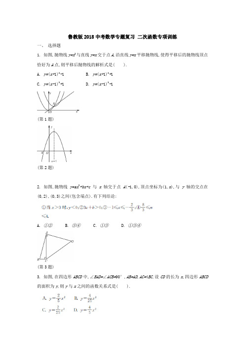 鲁教版2018中考数学专题复习 二次函数专项训练