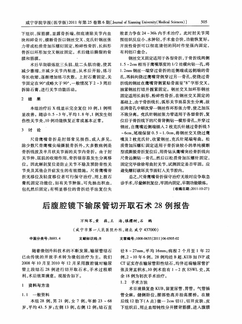 后腹腔镜下输尿管切开取石术28例报告