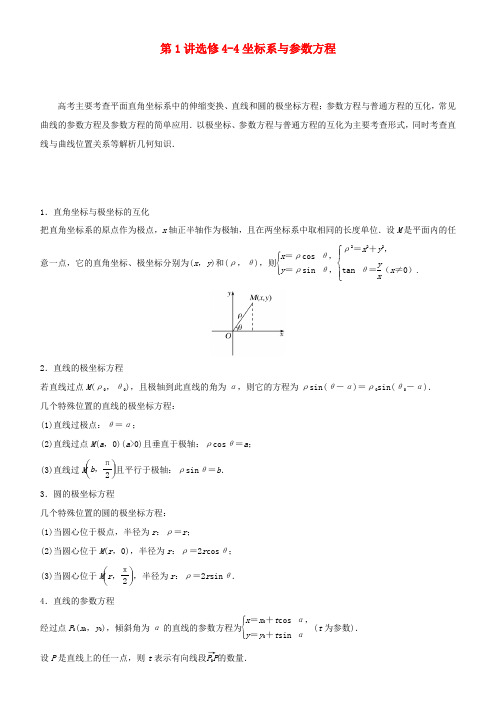 高考数学二轮复习 专题六 第1讲 选修4-4 坐标系与参数方程学案-人教版高三选修4-4数学学案