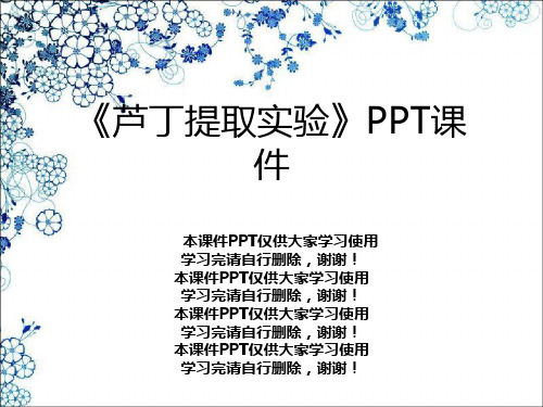 《芦丁提取实验》PPT课件