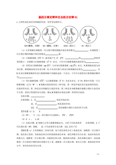 广东省天河区高考生物一轮复习 专项检测试题24 基因分离定律和自由组合定律 新人教版