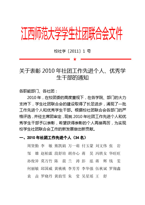 江西师范大学学生社团联合会文件