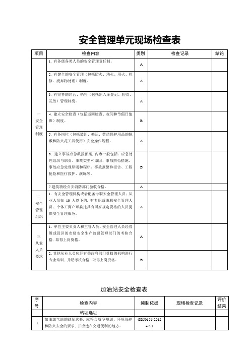 加油站检查表