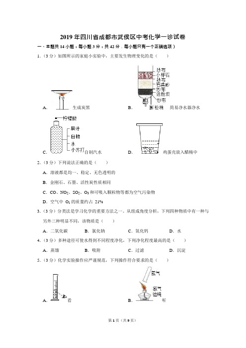 2019年四川省成都市武侯区中考化学一诊试卷(可编辑修改word版)