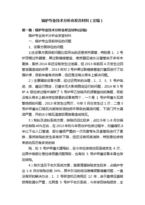 锅炉专业技术分析会发言材料（定稿）