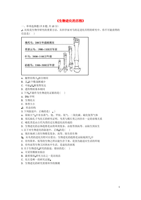 【人教版】八年级生物下册7.3.2生物进化的历程综合训练试题