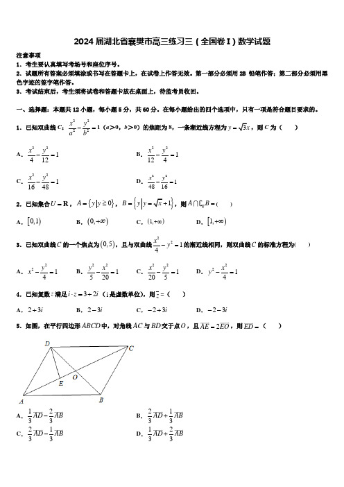 2024届湖北省襄樊市高三练习三(全国卷I)数学试题