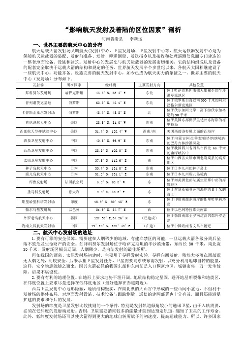 “影响航天发射及着陆的区位因素”剖析