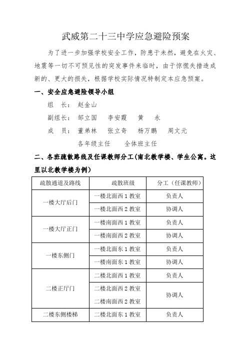 23中  应急避险预案  真实版