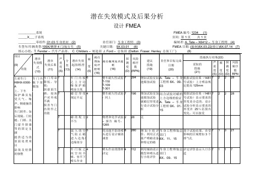 DFMEA经典案例