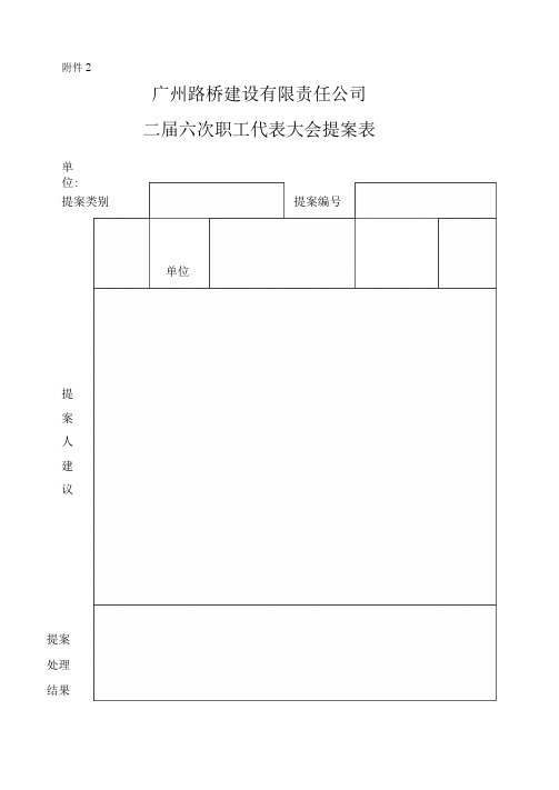 公司职工代表大会提案表