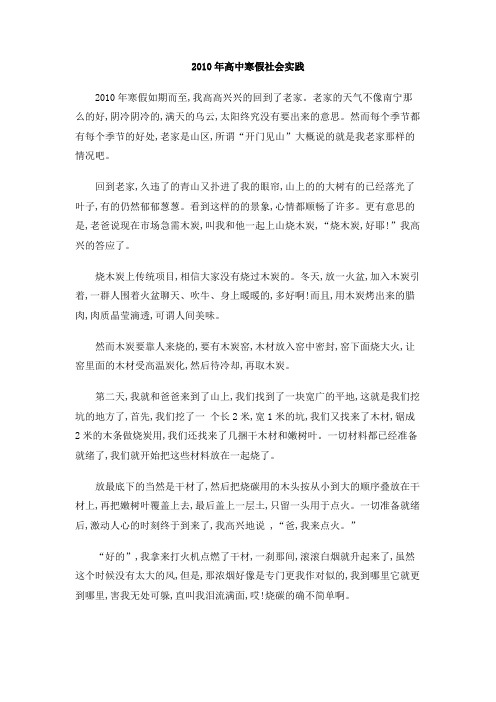 2010年高中寒假社会实践