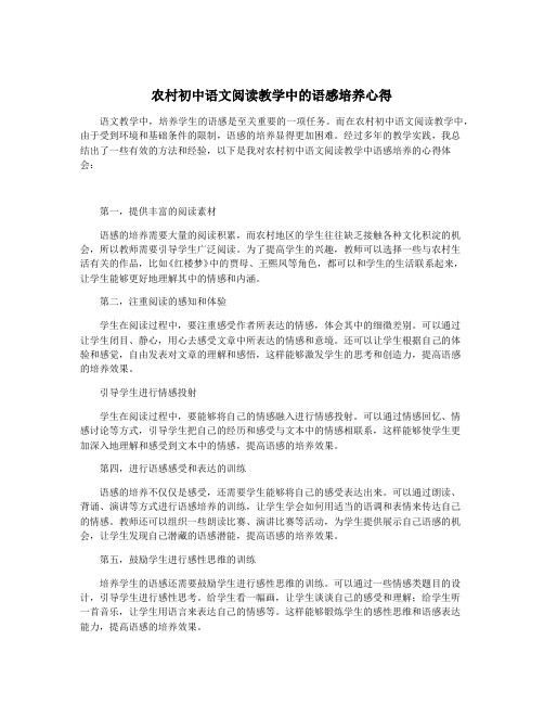 农村初中语文阅读教学中的语感培养心得