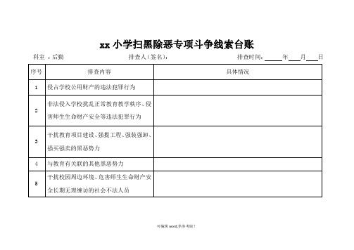 学校各部门扫黑除恶线索摸排台账