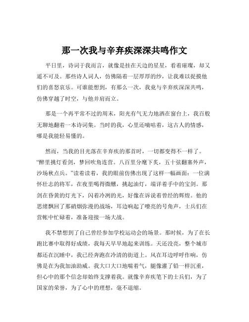 那一次我与辛弃疾深深共鸣作文