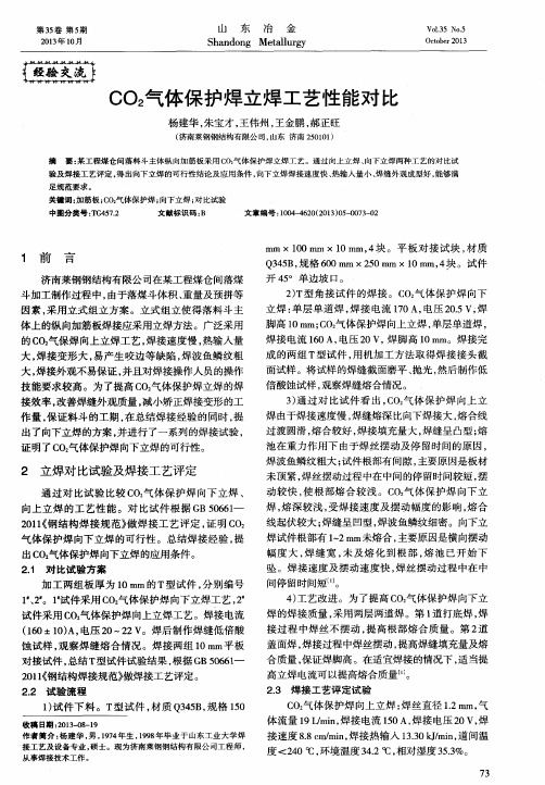 CO2气体保护焊立焊工艺性能对比