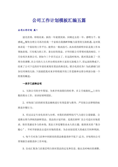 公司工作计划模板汇编五篇_1