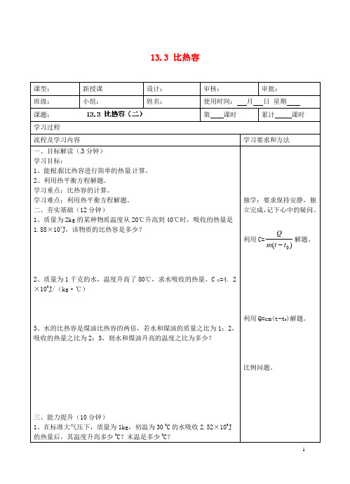 湖南省望城县金海双语实验学校九年级物理全册 13.3 比