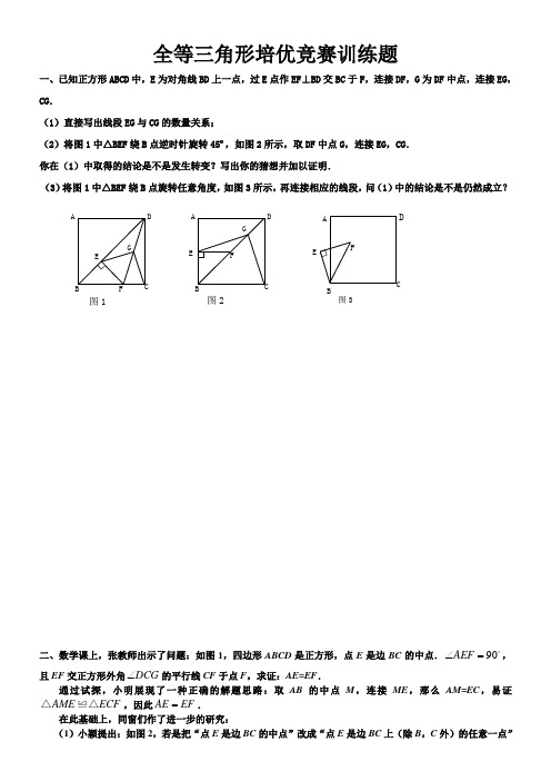 全等三角形培优竞赛训练题(供参考)