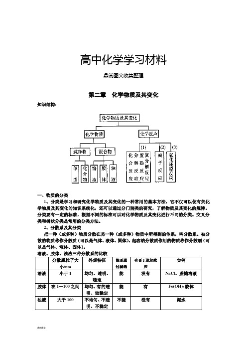 人教版高中化学必修一第二章化学物质及其变化.docx