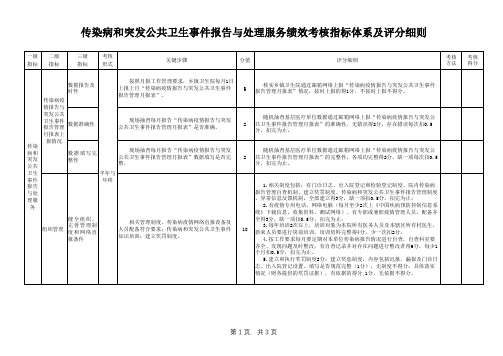 传染病和突发公共卫生事件报告绩效考核指标体系表