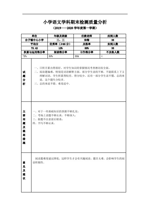 三年级三班语文期末检测质量分析[1]