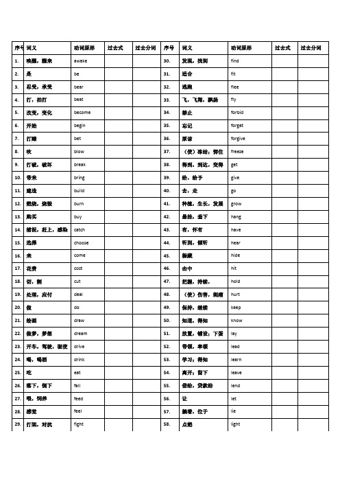 默写版：初中英语不规则动词表113个