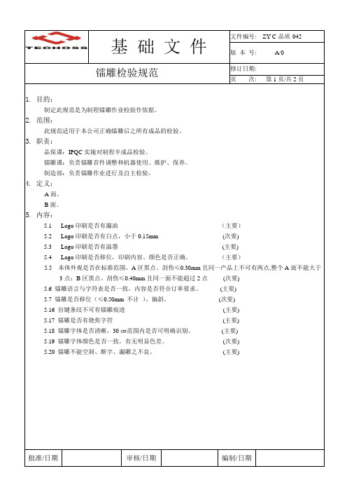 042-镭雕检验规范-