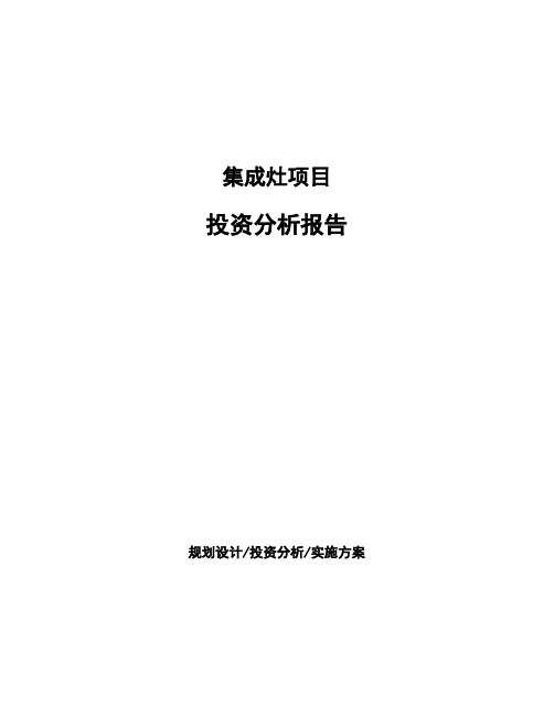 集成灶项目投资分析报告