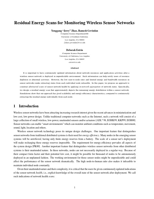 Residual energy scans for monitoring wireless sensor networks