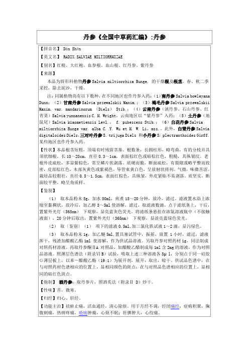 丹参《全国中草药汇编》